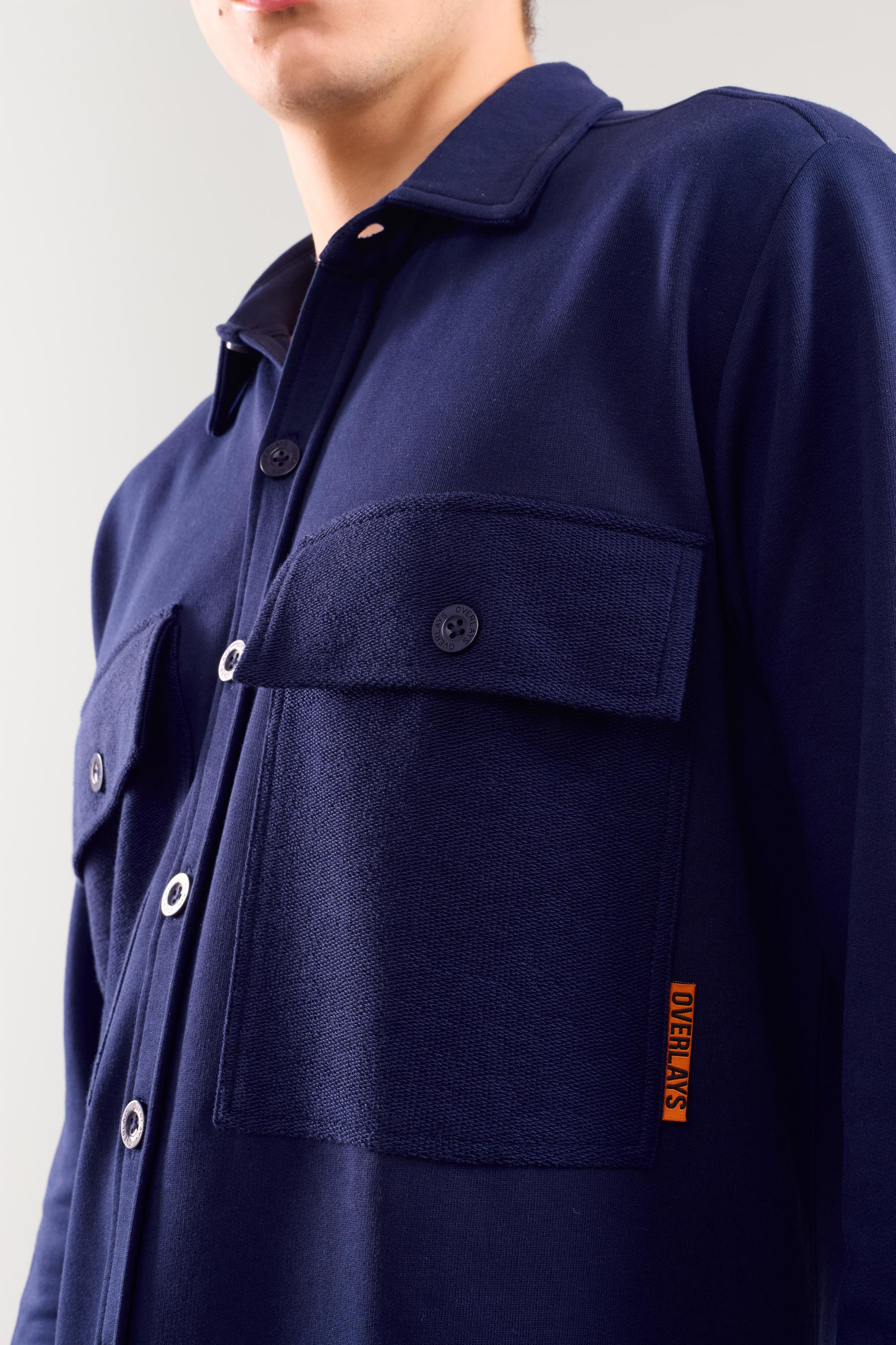 Heavy Weight Navy terry patch pocket full sleeve shirt - Image 2