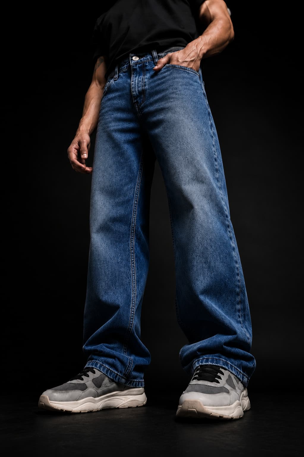 Navy Ridged Washed Denim - Image 4