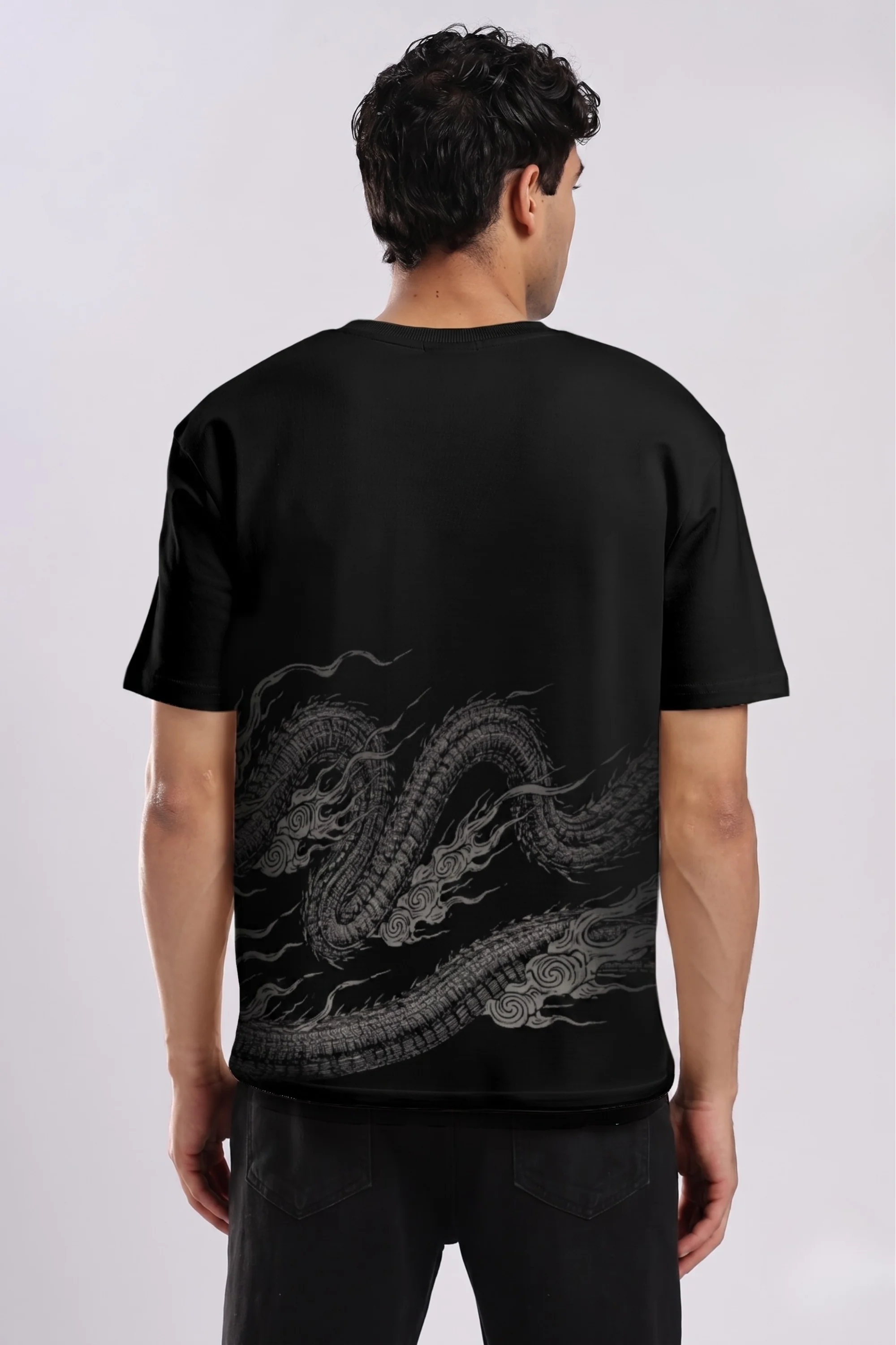 Night Fall Dragon Black Relaxed Fit T-shirt - Image 2
